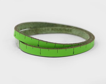 THIN LINE Wrist Ruler | Lime | Tape Measure Bracelet | Leather Wrap Bracelet | Sewing | Knitting | Crochet | Notion | Gift