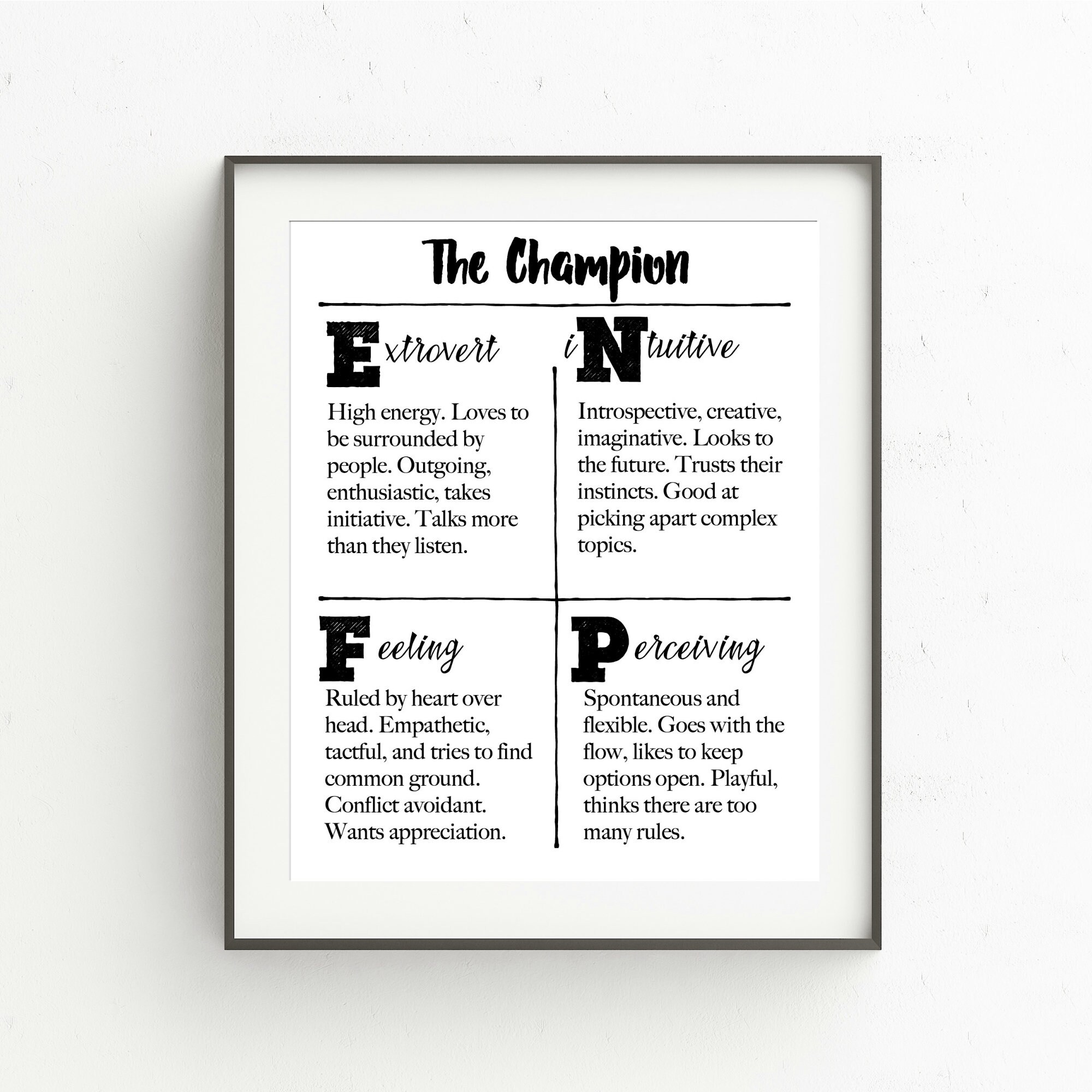 Myers-Briggs Temperament Features Printable ENFP, The Winner graphic regarding Printable Myers Briggs Personality Test called Myers-Briggs Temperament Qualities Printable ENFP, The Winner