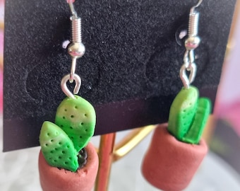Cactus succulent dangle earrings
