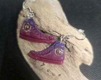 Bi Pride Baseball Shoe Earrings | 925 | Sterling | Bisexual | Converse | Ombre | Purple | Flag | Silver | Handmade | Unique | Clay