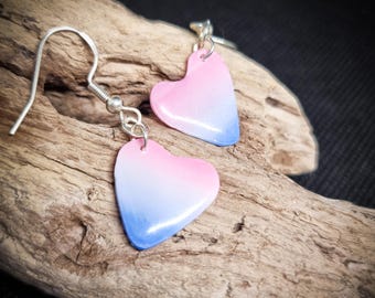 Trans Pride heart earrings