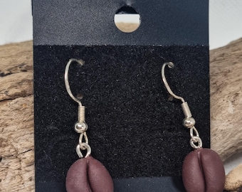 Coffee Bean Silver Hook Earrings | Brown | Plant | Caffeine | 925 | Sterling | Hooks | Café | Handmade | Latte | Cappuccino | Americano