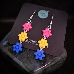 Pansexual Pride Flower Drop Earrings