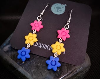 Pansexual Pride Flower Drop Earrings