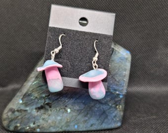 Trans Pride Mushroom Earrings