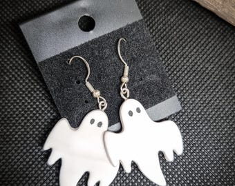 Big Ghost Silver Hook Earrings | Spooky | Handmade | Halloween | 925 | Sterling | Goth | Emo | Unique | Gift | Autumn | Fall | Spirit |