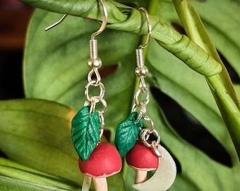Witchy mushroom dangle earrings