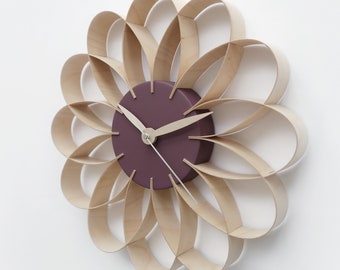 Wooden Wall Clock - Gerbera