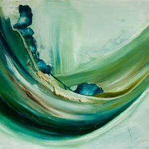 Original Abstract Art Painting-Green Ocean
