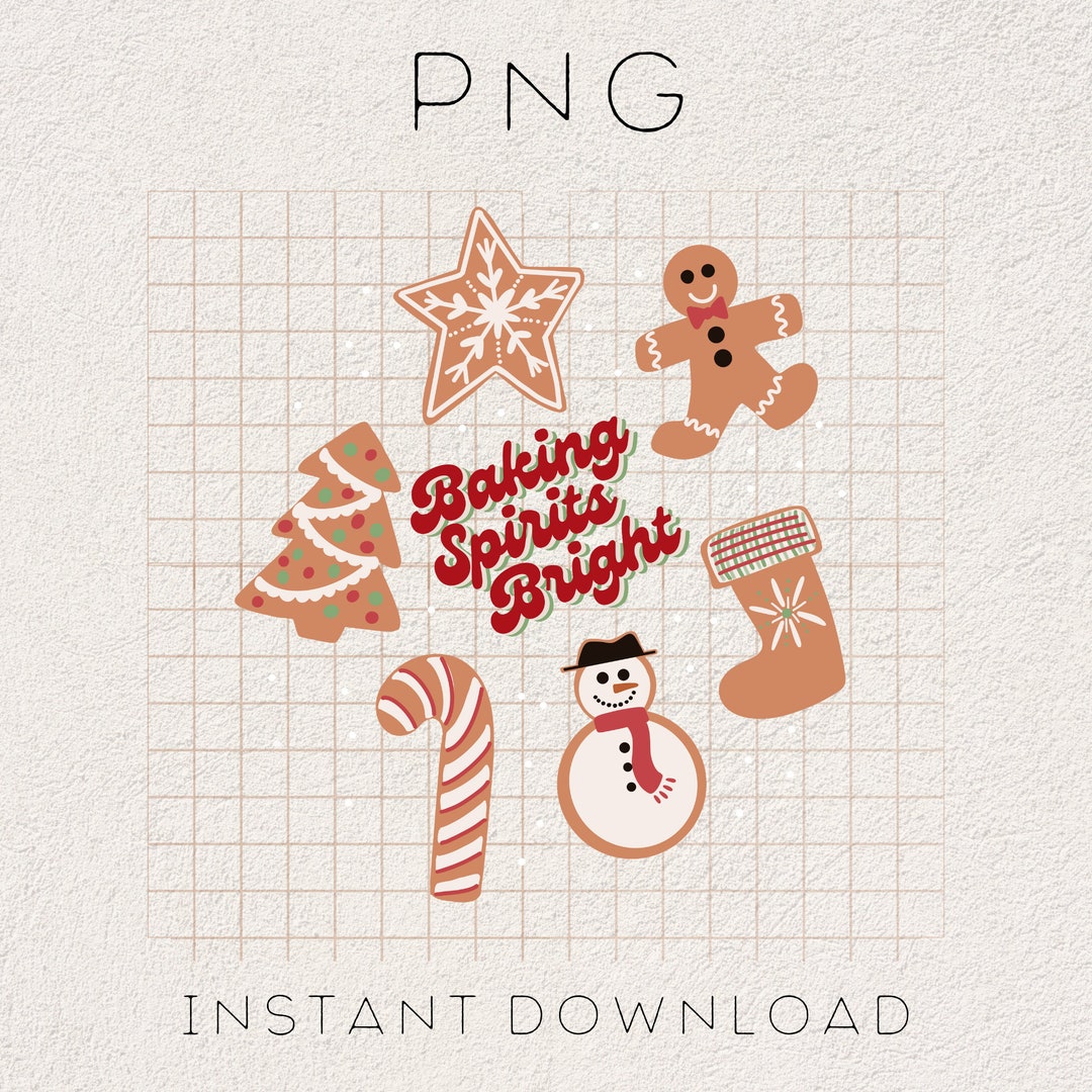 Baking Spirits Bright PNG Merry Christmas Png, Christmas Baking, Santa