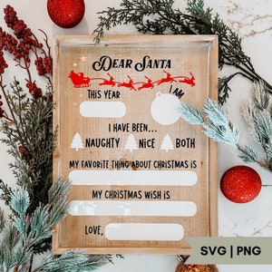 Lieber Weihnachtsmann Weihnachtswunschbrett SVG | Weihnachtsmann Wunschbrett svg, Weihnachten benutzerdefinierte Wunschliste, Santa Buchstabe svg, Briefe an den Weihnachtsmann, diy Santa-Zeichen