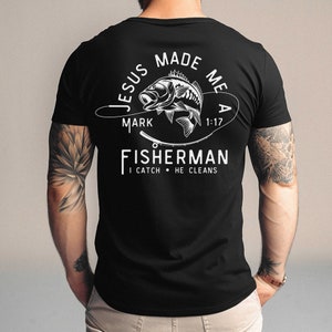 Jesus Made Me a Fishermen svg | Fathers Day svg, fisher of men svg, christian shirt for men, cross fish hook svg, gifts for dad svg