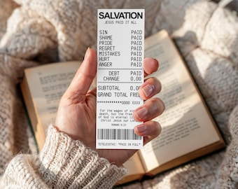 Salvation Bookmark | christian bookmarks, bible bookmarks, Jesus girl, gifts for christians, gifts for bible study, receipt bookmark