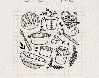 Sourdough Doodles SVG | sourdough starter svg, baking sublimation, sourdough shirt svg, sourdough sublimation design, baking doodles shirt