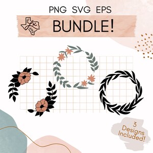 Floral Wreath Border Bundle SVG | floral svg, wildflowers svg, flowers svg, svg design, blossom bundle svg, flower frame svg, flower set svg