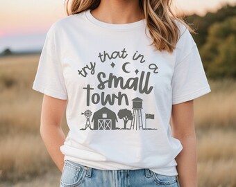 Probeer dat in een kleine stad SVG-bundel | kleine stad svg, countrymuziek shirt, kleine stad meisje, country sublimatie, country artiest shirt