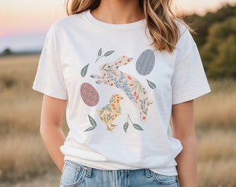 Floral Easter PNG | Easter Bunny PNG, Easter Shirt PNG, Easter sublimation, Easter bunny and chick, Easter sweatshirt, Floral Easter bunny