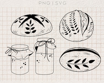 Sourdough Clipart SVG Bundle | sourdough starter svg, baking sublimation, kitchen apron print, bread making svg, sourdough starter jar svg