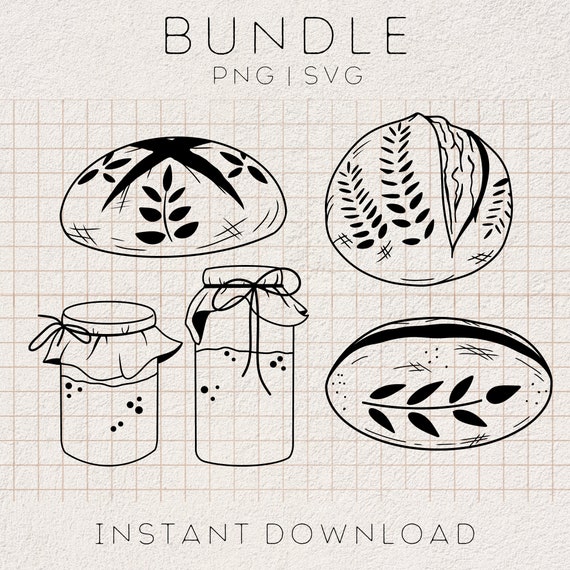 Sourdough Clipart SVG Bundle | sourdough starter svg, baking sublimation, kitchen apron print, bread making svg, sourdough starter jar svg