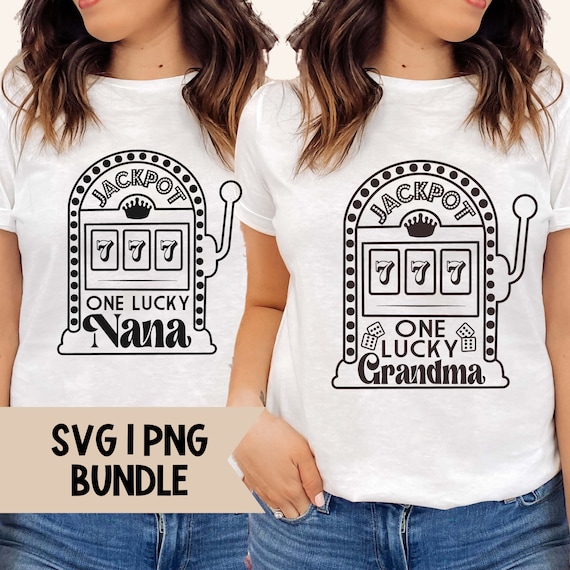 One Lucky Grandma SVG | gigi nana mimi svg bundle, casino svg, slot machine svg, grandma shirt, gigi shirt, vegas family trip shirt