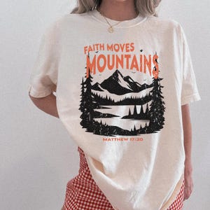 Faith Moves Mountains svg | Christian graphic tee svg, nature graphic shirt png, christian shirt, jesus shirt svg, hiking shirt, church camp