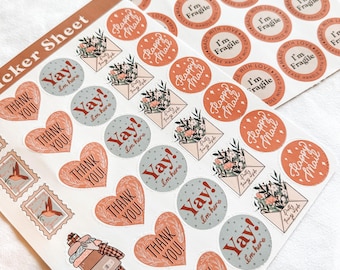 Small Business Sticker Sheet PNG | packaging stickers png, digital stickers, small business stickers, happy mail stickers, fragile stickers