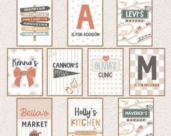 Custom Playroom Wall Art Canva Template | 10 custom designs, kids printable wall art, playroom printable, kid’s room wall art