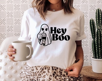 Hey Boo SVG | Cute Ghost svg png, Halloween Shirt svg, Halloween svg, Ghost and Coffee, Halloween Ghost svg, Fall Shirt