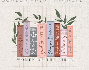 Frauen der Bibel Siebdruck Transfer | DTF-Transferdruck, christliches T-Shirt-Design, druckfertiges Design, Glaube DTF-Transferfolie