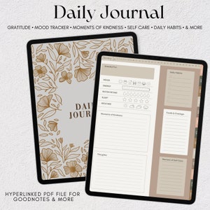 Daily Kindness Journal | digital planner, kindness journal, self care journal, minimalist journal, mindfulness journal, wellness journal