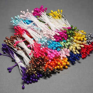 Pearlised Double Headed 3 mm Artificial Flower Stamens x 500