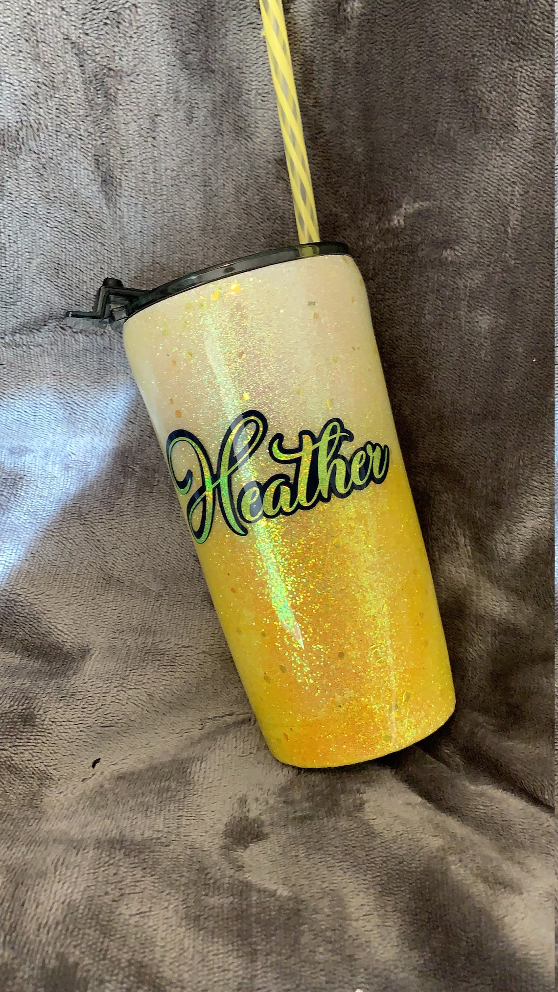 Yellow glitter ombré tumbler glitter yeti yeti tumbler Etsy