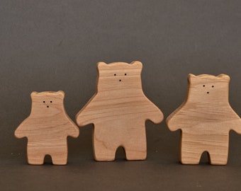 Cute wooden Polar bears animals toys figurines toddler