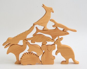 wooden block animals