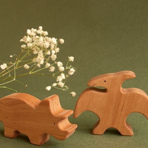 Early childhood wooden dinosaurs animals toys figurines toddler image 4