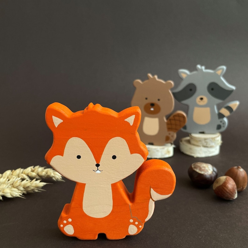 Wooden educational woodland animals toys figurines toddler image 2