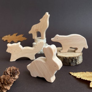 Preschool educational wooden woodland forest animals toys figurines toddler image 3