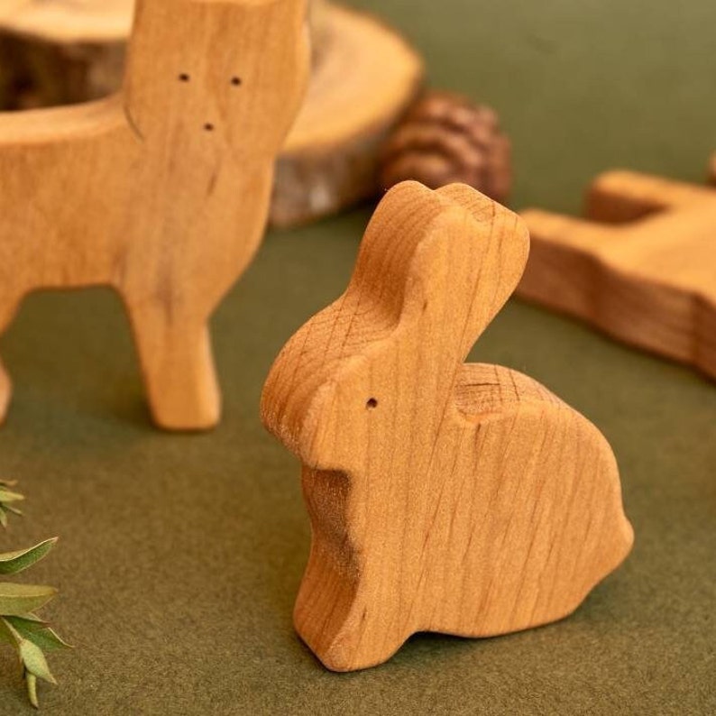 Cute open-ended plays wooden woodland forest animals toys toddler image 10