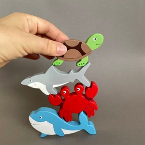 Unique handcrafted wooden ocean sea animals toys figurines toddler image 7
