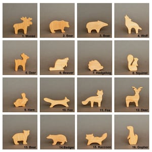 Cute any personalized wooden woodland animals toys figurines toddler