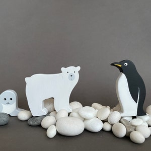 Wooden Waldorf Arctic animals baby 2 years toys figurines image 3