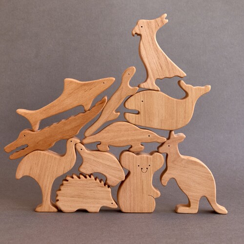 Wooden Set of Australian Animals Wooden Toys Organic Toys Etsy
