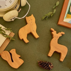 Cute open-ended plays wooden woodland forest animals toys toddler image 8