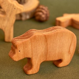 Preschool wooden woodland forest animals figurines toys baby image 7