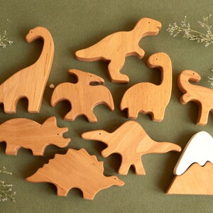 Early childhood wooden dinosaurs animals toys figurines toddler image 9