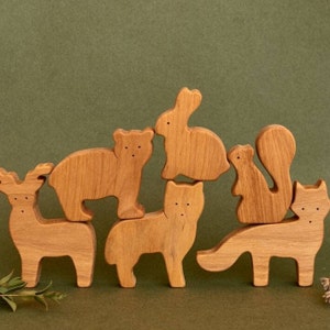 Cute open-ended plays wooden woodland forest animals toys toddler image 9