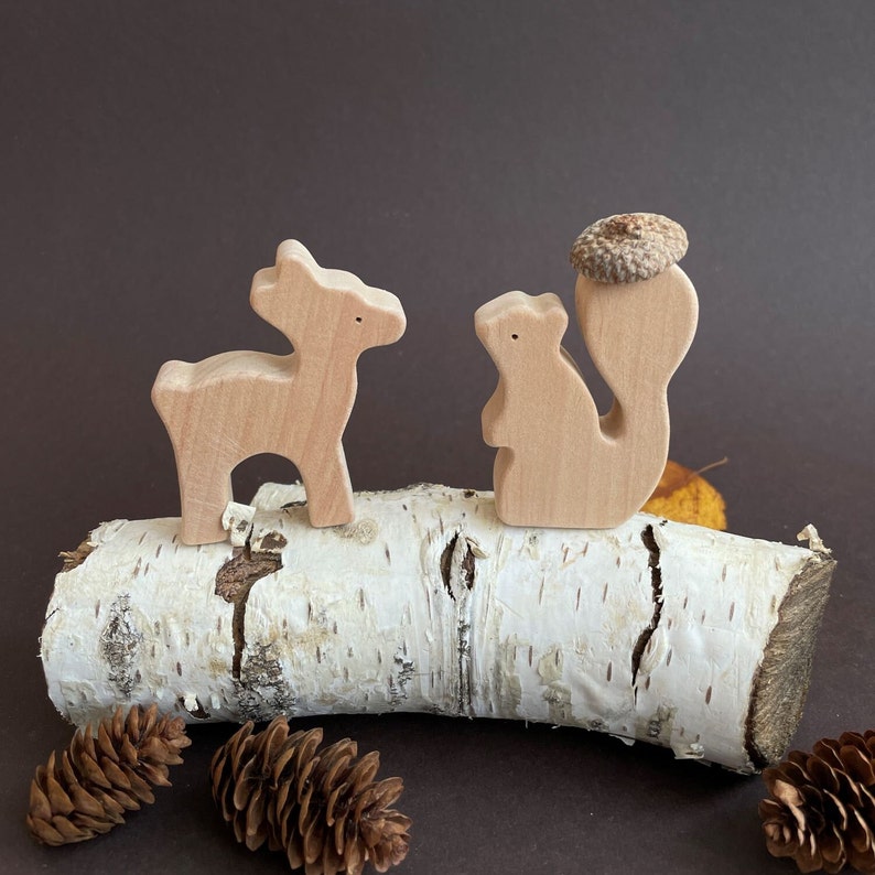 Preschool educational wooden woodland forest animals toys figurines toddler image 2