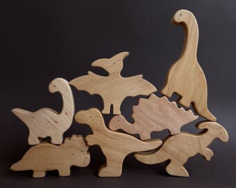 Wooden dinosaurs  Jurassic animals toys figurines baby