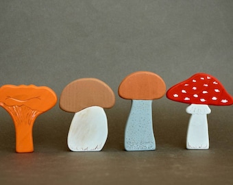 Cute wooden mushrooms toys figurines baby