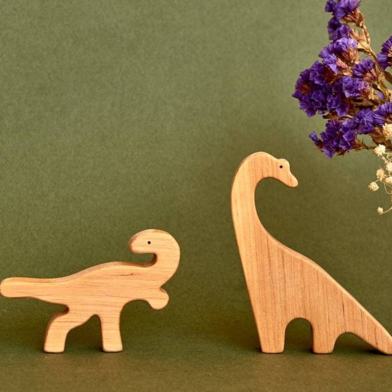 Wooden Jurassic period dinosaurs animals toys figurines toddler image 5